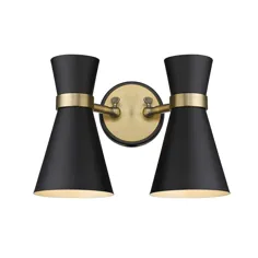Soriano 2 Light Wall Sconce - Black Matte + Heritage Brass (Matte Black + Heritage Brass)