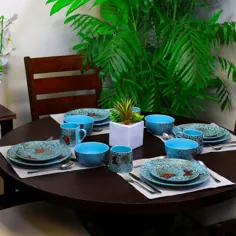 ست ظروف غذاخوری 16 تکه ای معاصر سنگ آبی Elama Butterfly Garden (سرویس 4 نفره) -985103342M - انبار خانه