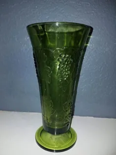 گلدان گلدان شیشه ای سبز با انگور شیشه های سبز قابل جمع آوری |  اتسی