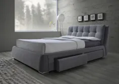 تختخواب ذخیره ای کف زیرین Coen Fenbrook در اندازه کینگ پارچه ای خاکستری