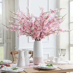 18.82 دلار آمریکا | 2 قطعه شکوفه های گیلاس ابریشم مصنوعی گیاهان درختان شاخه گل عروس هتل دکوراسیون عروسی عروسی گل جعلی | گل های تقلبی | گل های تقلبی تزئینی شکوفه گیلاس ابریشم - AliExpress