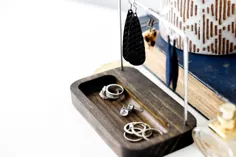 پایه گوشواره و انگشتر |  دارنده نمایشگر ذخیره سازی جواهرات مینیمالیست مدرن چوب و فلز