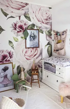 نقاشی دیواری کاغذ دیواری گل رز و گل میخک |  هوویا