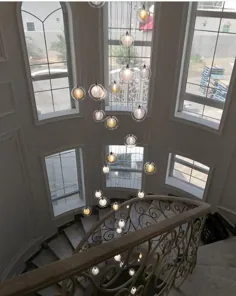 روشنایی آویز دو طبقه STAIRCASE-CHANDELIER - انعکاس - چراغ راه پله سفارشی - لوستر غذاخوری معاصر
