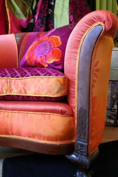 صندلی روفرشی صندلی پرنعل بازوی تراشیده شده Art Deco