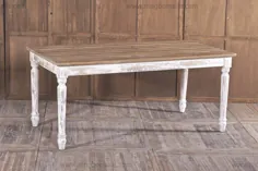 Nordic MID Century Furniture Nature جدول ناهار خوری چوب صنوبر و آب و هوا سفید جامد