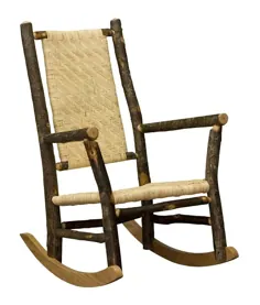 صندلی راک چوبی آمیک روستیک هیکوری با نشیمن عصایی