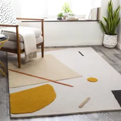 فرش پشمی دستی بژ / فرش نارنجی
