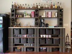 بلوک Cinder DIY Bar and Beverage Station با میز گرانیت