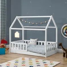 تختخواب خانه کودک نوپای DIY با طرح های اسکلت و نرده ها.  |  اتسی