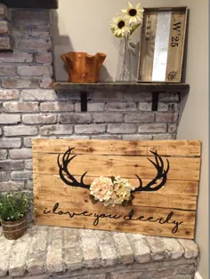 I Love You Deerly BIG Pallet Wood Sign Rustic Home |  اتسی