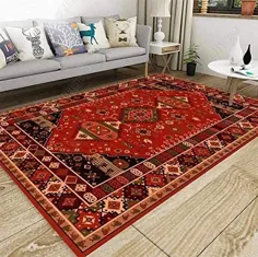 فرش قرمز ، فرش قرمز ، سنتی ، چند تکه گل ، فرش راحت ، حصیر بچه های تکه کوتاه