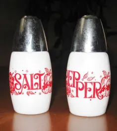 Vintage GEMCO Spicy Red Fruit Graphic White Pepper Shakers Retro آشپزخانه شیشه شیر