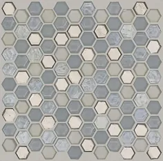 1 ورق / 1 SQFT - کاشی موزاییک شیشه ای شش ضلعی (هیدرا)