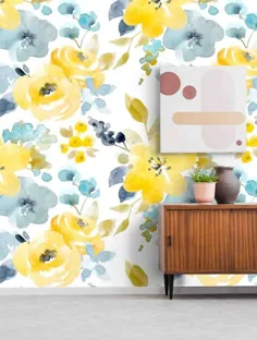 روکش دیوار و تصاویر گل و تصویر آبی و زرد - کاغذ دیواری گل خود چسب - کاغذ دیواری مخصوص پوست وینیل و استیک توسط Green Planet