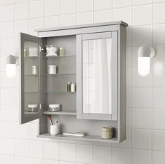 کابینت آینه ای HEMNES با 2 در ، خاکستری ، 32 5 / 8x6 1 / 4x38 5/8 "- IKEA