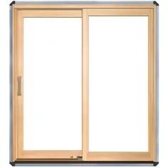Pella Lifestyle 72-in x 80-in شیشه ای شفاف چوبی درب سمت راست دو درب کشویی درب پاسیو Lowes.com