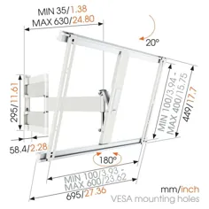 Vogel's THIN545W Thin Full Motion TV Wall Mount برای تلویزیون های 40 تا 65 اینچ سفید |  لوازم خانگی آنلاین