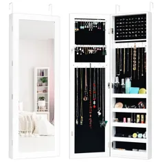 کابینت طلا و جواهر آینه ای Costway Door Mounted Armoire Storage Organizer - Walmart.com