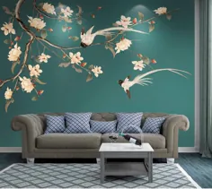 کاغذ دیواری Chinoiserie با پرندگان Vintage متحرک کاغذ دیواری گل نقاشی دیواری خود چسب موقت دیوار نقاشی دیواری سفارشی گل
