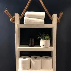 قفسه نگهداری قفسه نردبان چوبی بالای انبار توالت |  اتسی