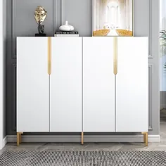 Nordic Grey Shoe Cabinet 3/4-Door Slim Shoes Organizer قابل تنظیم در قفسه های کوچک