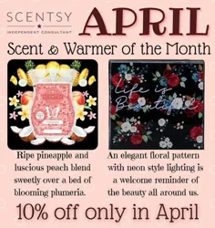 Life is Beautiful Scentsy Warmer reg.  70 دلار با قیمت 63 دلار از اول آوریل با 10 درصد تخفیف در ماه در دسترس است.