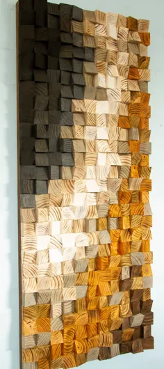 موزاییک چوبی احیا شده دیوار چوبی Art Black River |  اتسی