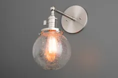 چراغ دیوارکوب - چراغ دیواری Globe - لوازم حمام - چراغ Globe Textured - چراغ آینه نیکل - دیوارکوب - مدل شماره 9230