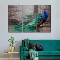 نقاشی دیواری بوم طاووس زیبا