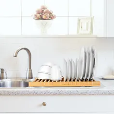 SortWise TM Over The Sink Dish Drying Rack آشپزخانه ظرفشویی ظرفشویی ، 100٪ بامبو طبیعی |  والمارت کانادا