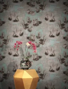 Teal Shabby Chic Swan Wallpaper - تصاویر پس زمینه طراح و تصاویر پس زمینه خانگی الهام بخش