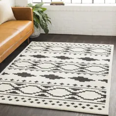 فرش Shag مراکشی به رنگ سفید و سیاه