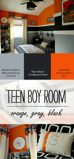 اتاق خواب پسر نوجوان در نارنجی ، خاکستری ، سیاه