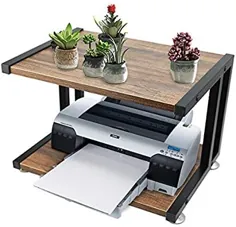 پایه چاپگر چوبی FADDA ، قفسه ذخیره سازی چند منظوره برای خانه ، دفتر ، میز چاپگر با 4 بالشتک ، 2 طبقه (قهوه ای)