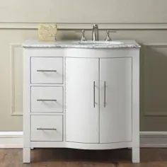 Silkroad Exclusive 36 in White Undermount Single Sink حمام غرور با سنگ مرمر طبیعی سفید Carrara Lowes.com