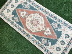 فرش سبز ترکی بژ فرش کوچک اوشاک کوچک تشک اوشاک |  اتسی