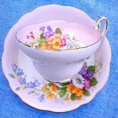 نعلبکی Vintage EB Foley 1850 English Bone China Floral Bouquet Bouquet Cup Tea Cup