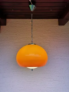 چراغ آویز اواسط قرن Meblo برای هاروی گوزینی مدل "Burgos" ایتالیا یوگسلاوی دهه 1970 عصر فضای نارنجی