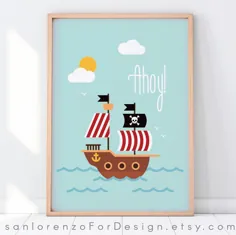 کشتی دزدان دریایی Ahoy برای کودکان و نوجوانان اتاق مهد کودک دریایی Ocean |  اتسی