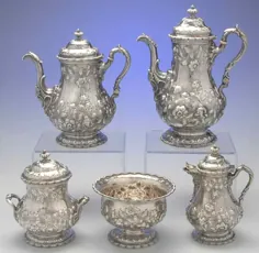 1922 (Coin، Hollowware) 5 Pc Set Tea (Stp1، Scp1، Crhlm1، Ssu1، Swb1) توسط Tiffany & CO SILVER