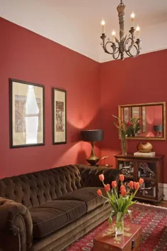 100+ بهترین ایده های طراحی داخلی اتاق های نشیمن قرمز