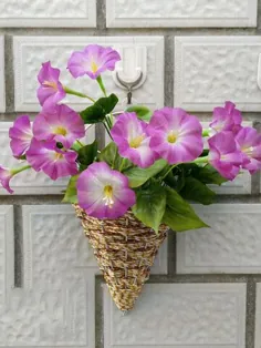 گل بنفش دیواری گل پیچک حلق آویز سبد گل مصنوعی تزیین گل ارکیده ابریشم گل انگور