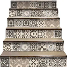 Mi Alma Peel and Stick Tile Backsplash Stair Riser Decals DIY Tile Decals Mexican Talavera Decor Home Staircase Decal Tick Tile Stickers Decals 7''W x 7''L (مجموعه 24) (کاشی پله کاشی) (خاطرات شیرین)