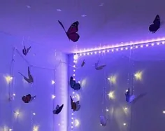 چراغ های پری آویز پروانه به رنگ صورتی یا بنفش