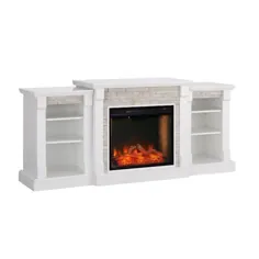مبلمان سفارشی Boston Loft 71.75-W W White with White Faux Stone Fan-Forced Electric Fireplace Lowes.com
