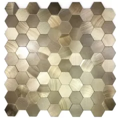 Abolos Enchanted Metals Copper / Brushed 3-in x 3-in Brushed Metal Mosaic کاشی دیواری نمونه Lowes.com