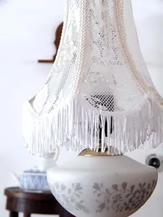 سایه لامپ توری سفید Vintage حمل و نقل رایگان Shabby Chic Lamp |  اتسی