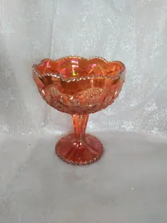 Carnival Glass Pedestal Bowl Marigold iriescent Candy Candy |  اتسی