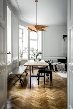 میز آویز چوبی میز ناهار خوری مدرن |  چراغ طراحی لوستر چوبی سقفی